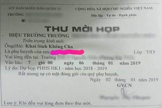 Thư mời họp phụ huynh 'kỳ quái' gây bức xúc