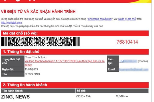 Lừa đảo vé máy bay giả nở rộ trước Tết Nguyên đán 2019