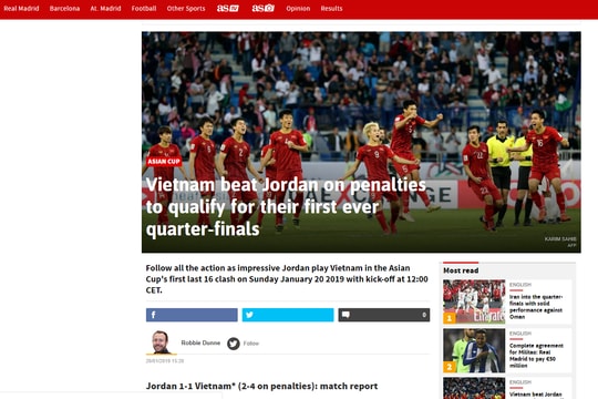 Reuters, Bein Sports và truyền thông thế giới khâm phục ĐT Việt Nam