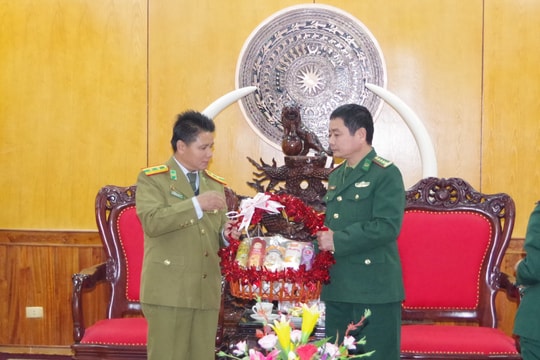 Lực lượng vũ trang nước bạn Lào chúc Tết Bộ đội Biên phòng và BCHQS tỉnh Nghệ An