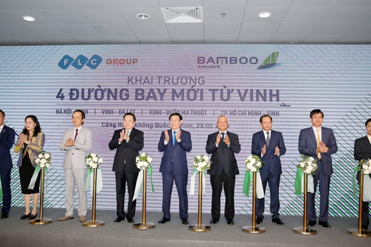 Phó Thủ tướng Vương Đình Huệ bay khai trương đường bay mới của Bamboo Airways tới Vinh