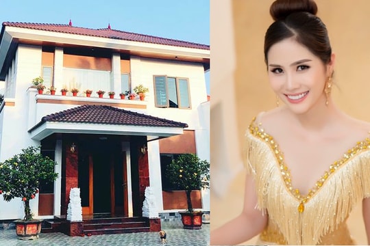 Á hậu Hoàng Hạnh xây biệt thự 700 m2 to nhất xã cho bố mẹ ở Nghệ An