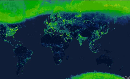 Một loại bản đồ mới thể hiện mức độ ô nhiễm ánh sáng toàn cầu