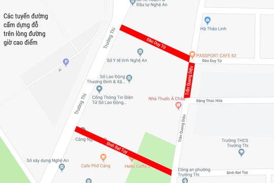 Thành phố Vinh có thêm 3 tuyến phố cấm dừng, đỗ ô tô vào giờ cao điểm