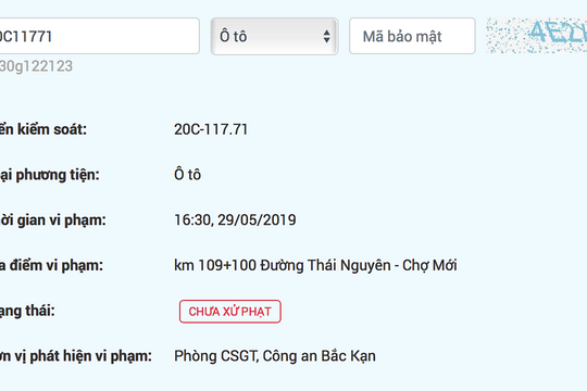 Cách tra cứu lỗi giao thông theo biển số xe từ 1/6