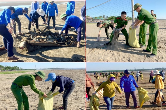 Hơn 700 đoàn viên tham gia dọn rác tại biển Diễn Thành