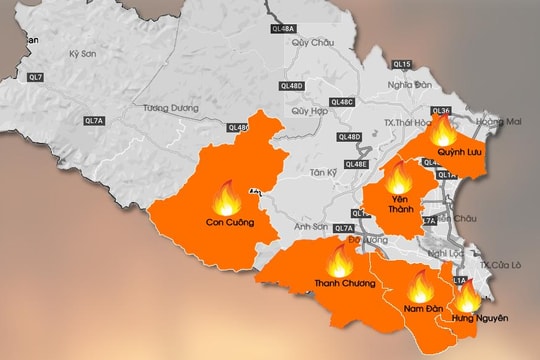 [Infographic] Lửa thiêu rụi hơn 54 ha rừng ở Nghệ An trong đợt nắng đỉnh điểm