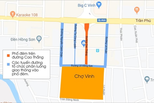 Phố đêm ở thành phố Vinh sẽ hoạt động tất cả các tối trong tuần 