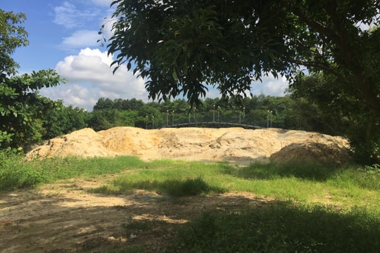 Những cồn đất 'lạ' bên hồ Công viên Trung tâm ở thành phố Vinh