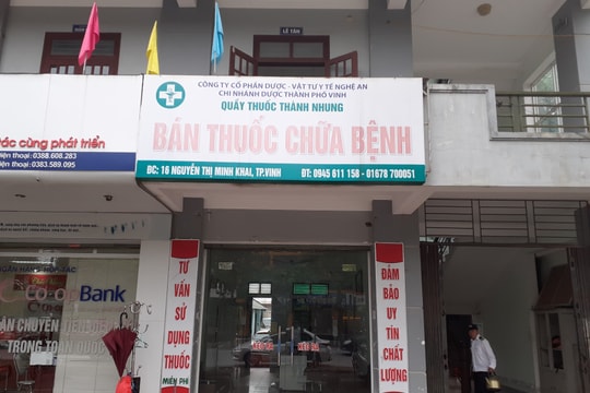 Chi nhánh dược phẩm TP. Vinh bị phạt và tước giấy phép 2 tháng