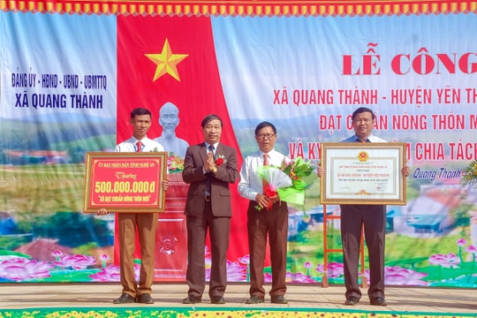 Xã Quang Thành (Yên Thành) đón Bằng công nhận xã đạt chuẩn nông thôn mới