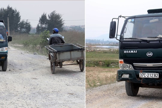 Mặt đê ngăn mặn ở TX. Hoàng Mai bị tàn phá 