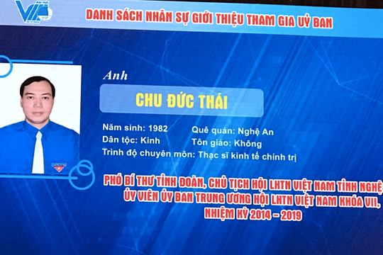 Phó Bí thư Tỉnh đoàn Nghệ An được bầu Ủy viên Ủy ban Trung ương Hội Liên hiệp thanh niên Việt Nam