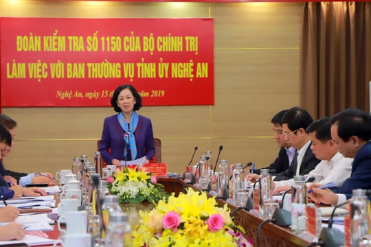 Trưởng đoàn kiểm tra của Bộ Chính trị: Nghệ An nghiêm túc, quyết liệt trong đổi mới, sắp xếp bộ máy