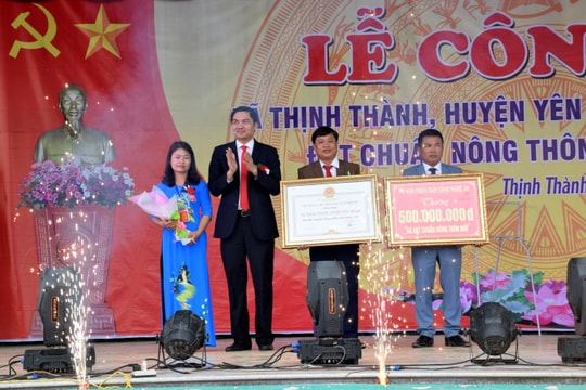 Thịnh Thành (Yên Thành) đón Bằng công nhận xã đạt chuẩn nông thôn mới
