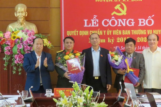 Ban Thường vụ Tỉnh ủy Nghệ An chuẩn y 2 Ủy viên Ban Thường vụ Huyện ủy Kỳ Sơn