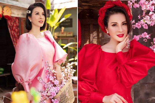MC Thanh Mai diện áo dài Tết rực rỡ, trẻ đẹp 'không tì vết' ở tuổi 46