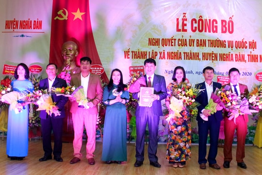 Chính thức thành lập xã mới trên cơ sở sáp nhập 3 xã tại huyện Nghĩa Đàn