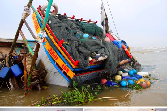 Dầu tràn tại tàu cá bị chìm ở Nghệ An