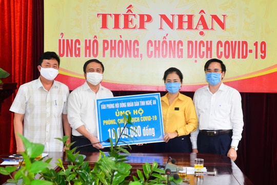 Nghệ An tiếp nhận ủng hộ phòng, chống dịch Covid -19 từ các tập thể, cá nhân trị giá 16,2 tỷ đồng