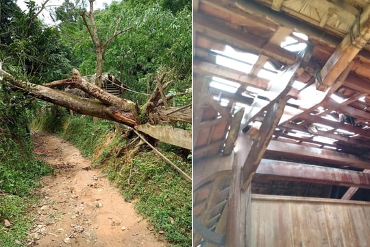 Mưa lớn, lốc xoáy làm tốc mái hàng chục nhà dân ở vùng cao Nghệ An 