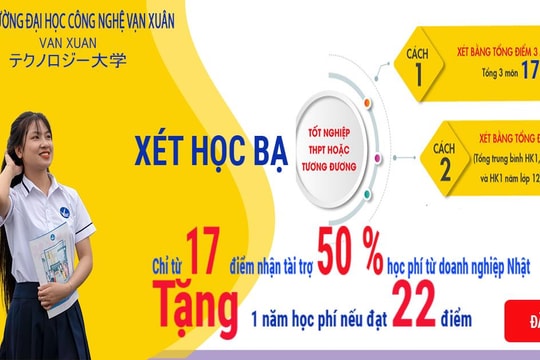 Đại học Công nghệ Vạn Xuân xét tuyển học bạ năm học 2020, với nhiều cơ hội nhận học bổng giá trị