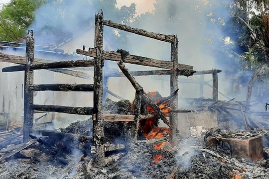 Chập điện gây cháy rụi chuồng trâu, gà vịt của hai ông bà già