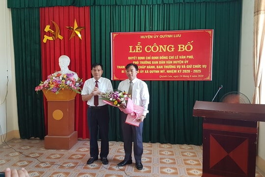Phó Trưởng ban Dân vận Huyện ủy Quỳnh Lưu giữ chức Bí thư Đảng ủy xã Quỳnh Mỹ
