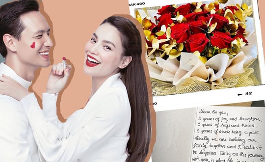 Kim Lý tặng Hồ Ngọc Hà bức thư ngọt ngào kỷ niệm 3 năm yêu