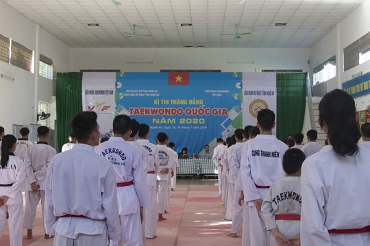 65 võ sỹ tham gia kỳ thi thăng đẳng Taekwondo quốc gia tại Nghệ An