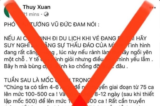 Bác bỏ FB bịa lời của Phó Thủ tướng Vũ Đức Đam về Covid-19