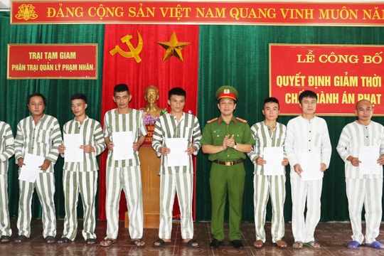 Trại tạm giam Công an Nghệ An công bố 27 phạm nhân được giảm án tù nhân dịp Quốc khánh 2/9