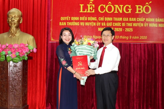 Quyền Bí thư Tỉnh đoàn Nguyễn Thị Thơm được điều động giữ chức Bí thư Huyện ủy Hưng Nguyên  ​