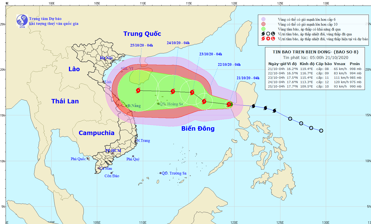 Bão số 8 đang di chuyển theo hướng Tây và liên tục tăng cấp