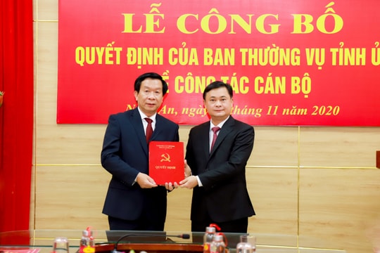 Đồng chí Lê Đức Cường giữ chức Trưởng ban Tổ chức Tỉnh ủy Nghệ An