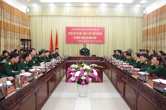 Nghệ An hoàn thành nhiệm vụ luyện tập Chỉ huy - Tham mưu 1 bên 2 cấp trên bản đồ và ngoài thực địa