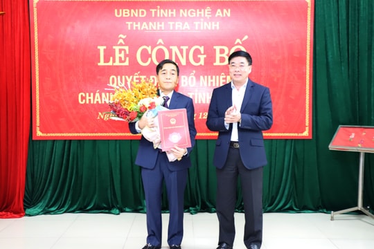 Công bố Quyết định bổ nhiệm Chánh Thanh tra tỉnh Nghệ An