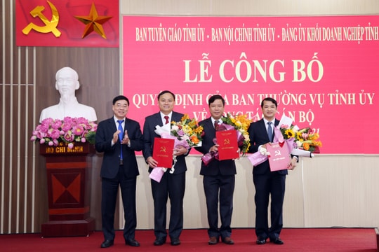 Nghệ An: Công bố các quyết định của Ban Thường vụ Tỉnh ủy về công tác cán bộ 