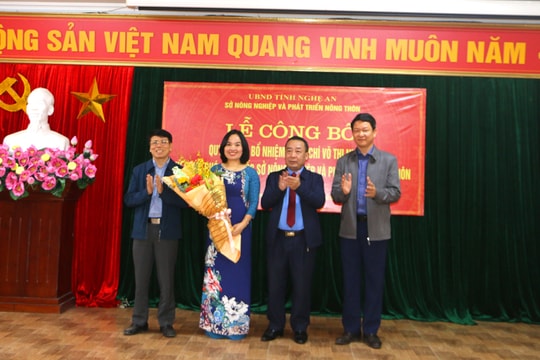 Nghệ An bổ nhiệm Phó Giám đốc Sở Nông nghiệp và Phát triển nông thôn 