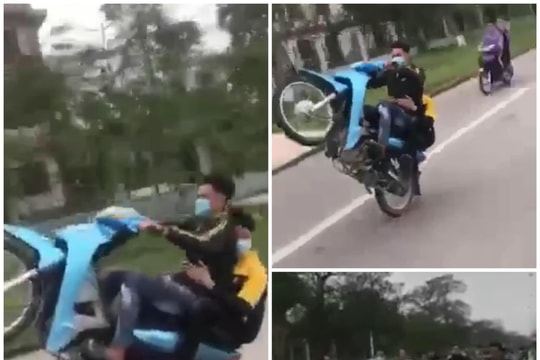 Nhóm thanh niên lạng lách, 'bốc đầu' trên cầu Cửa Hội