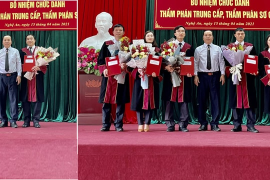 Trao Quyết định bổ nhiệm Thẩm phán trung cấp, Thẩm phán sơ cấp ở tỉnh Nghệ An