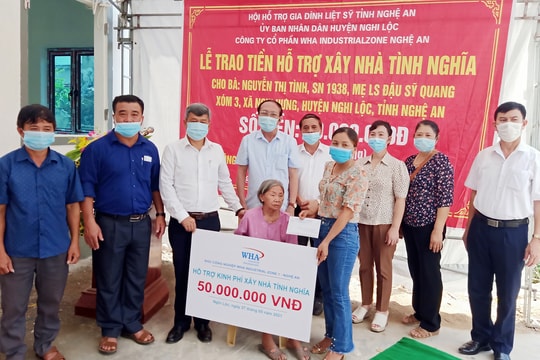 Hỗ trợ 100 triệu đồng xây dựng nhà tình nghĩa cho thân nhân liệt sĩ ở Nghi Lộc