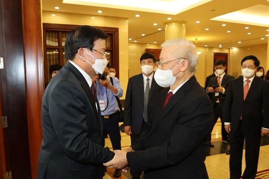 Hình ảnh Tổng Bí thư Nguyễn Phú Trọng đón, hội đàm với Tổng Bí thư, Chủ tịch nước Lào 