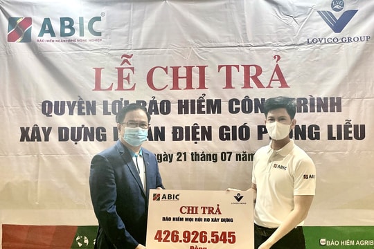 Bảo hiểm Agribank Nghệ An chi trả quyền lợi cho khách hàng bị thiệt hại khi xây dựng dự án điện gió