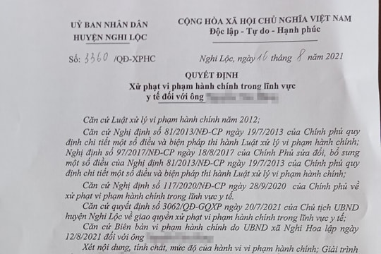 Phạt 5 triệu đồng người đàn ông đi từ Bình Dương về không lấy mẫu xét nghiệm, cách ly theo quy định
