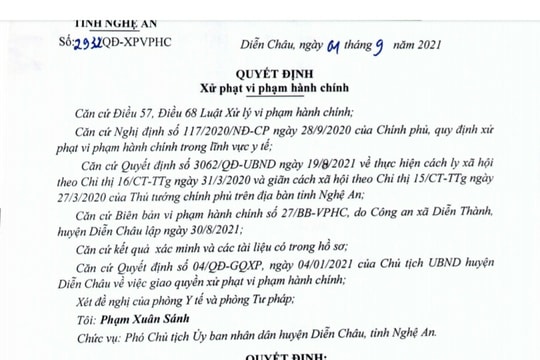 Phạt 50 triệu đồng 5 người tụ tập uống nước chè trong thời điểm thực hiện Chỉ thị 16