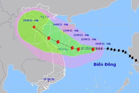 Bão Conson (bão số 5) giật cấp 13 hướng vào từ Quảng Trị - Quảng Ngãi