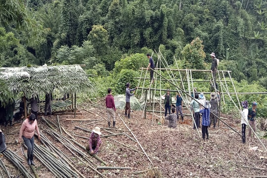 Người dân bản Mông góp vật liệu, ngày công dựng lán, làm khu cách ly