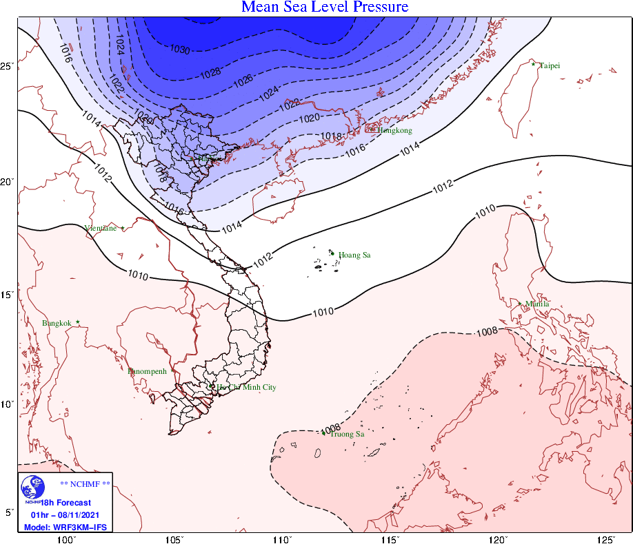 Gió đông bắc lạnh mạnh cấp 6 ở Bắc Bộ và Bắc Trung Bộ 
