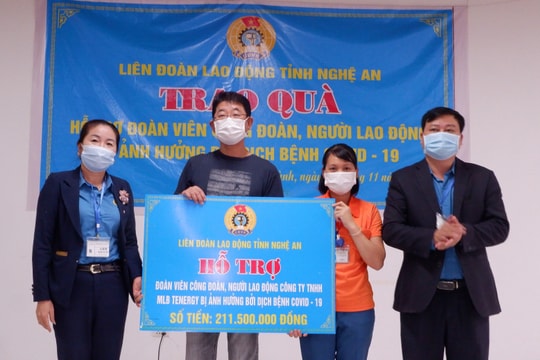Liên đoàn lao động tỉnh hỗ trợ người lao động bị ảnh hưởng bởi dịch Covid-19  